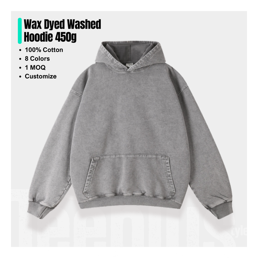Hoodie 450g - Wax Dyed and Washed