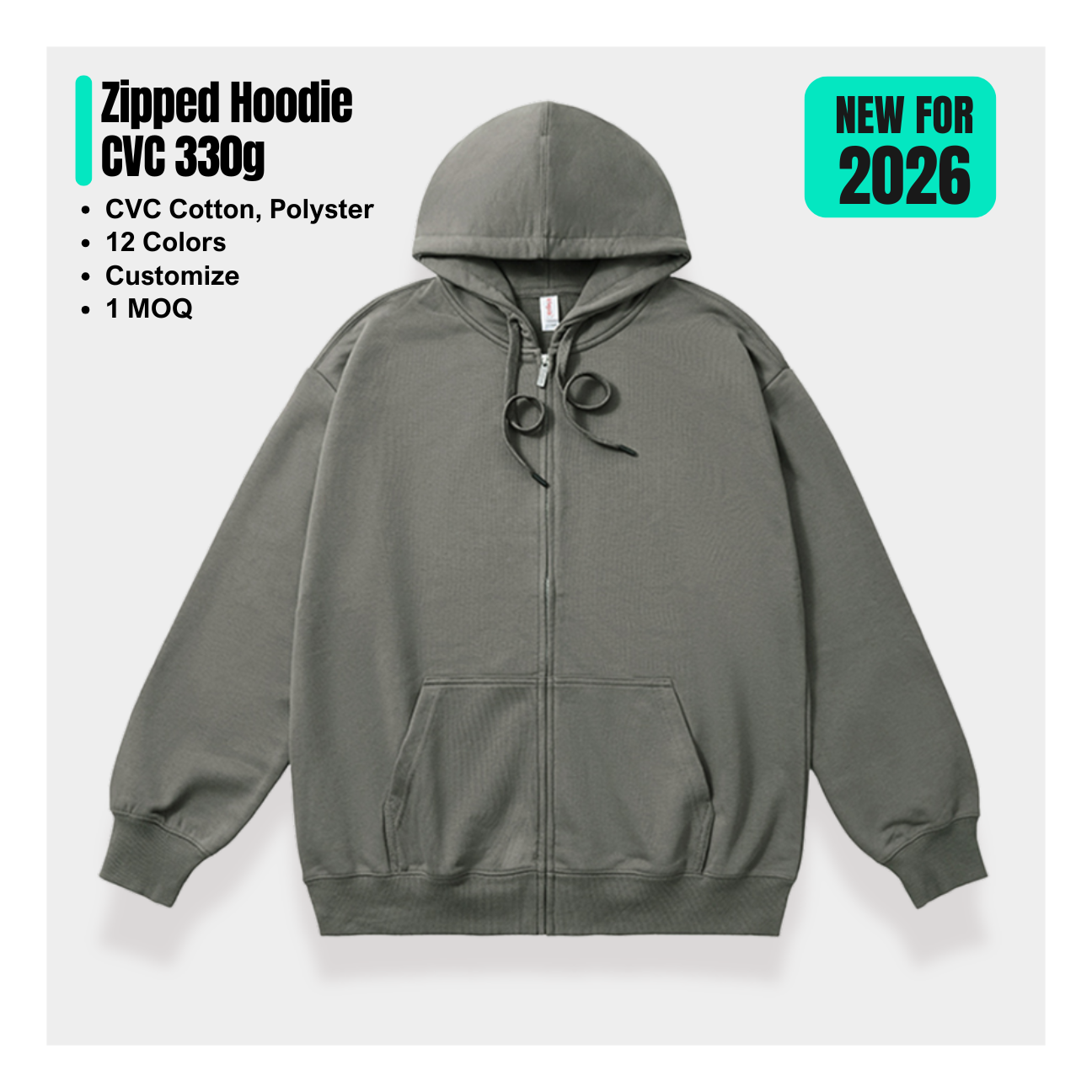 Zipped Hoodie 330g - CVC