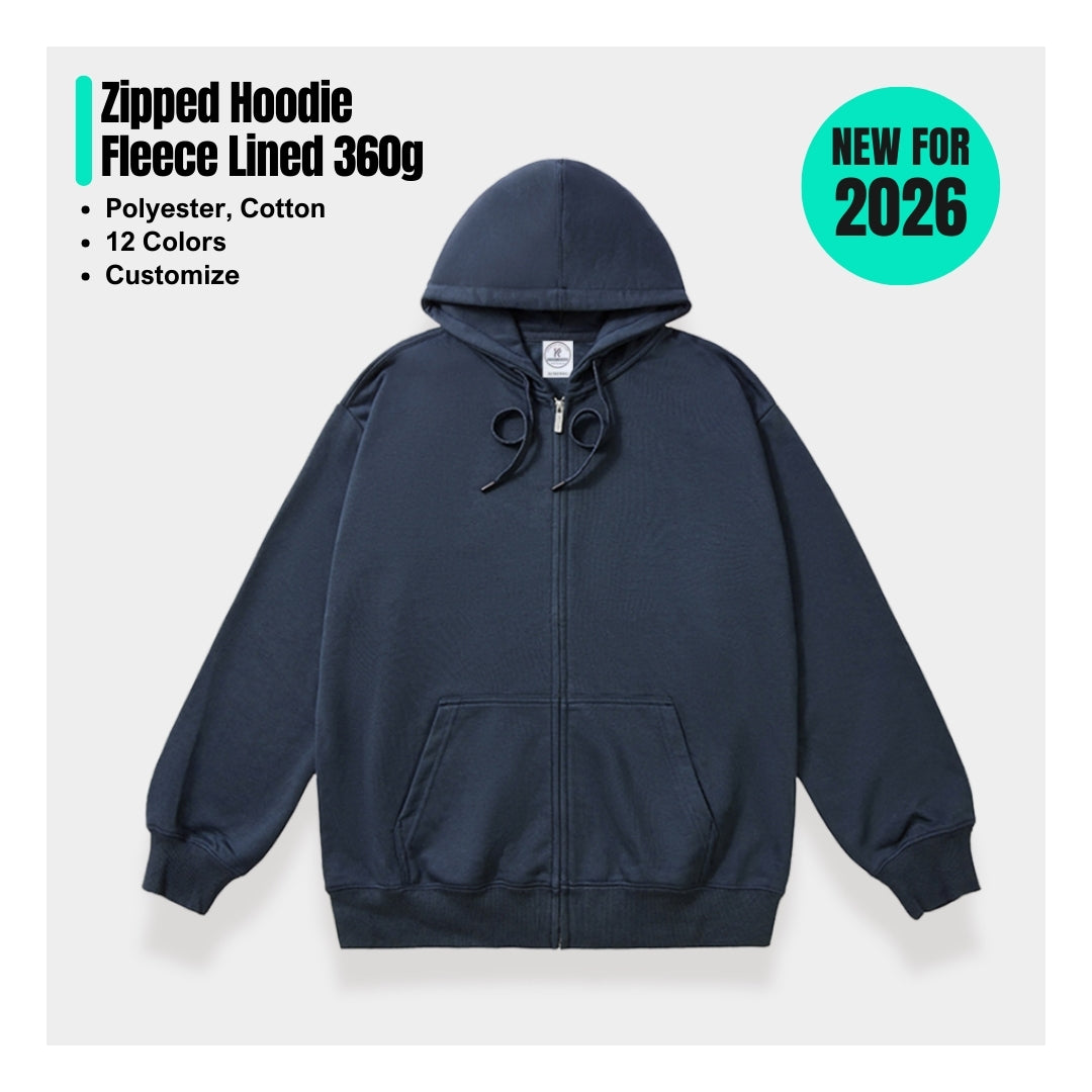 Zipped Hoodie 360g - Premium Fleece Lined